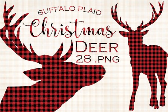 Buffalo Plaid Christmas Deer Illustrations