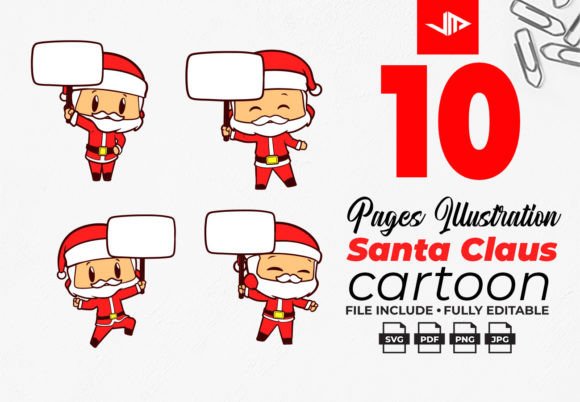 Cartoon SantaClaus Christmas Illustrations for Digital Selling