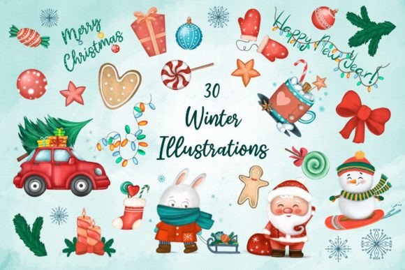 Christmas and New Year Illustrations for Digital Selling