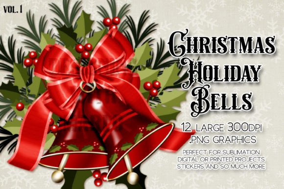 Christmas Bell Holiday Graphics Set 1 Illustrations