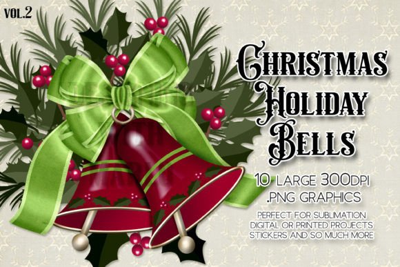 Christmas Bell Holiday Graphics Set 2 Illustrations