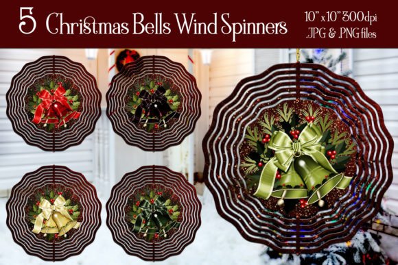 Christmas Bell Wind Spinners Set 1 Illustrations