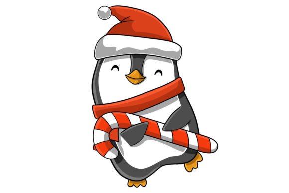 Christmas Character Penguin Illustration for Branding and Design Projects