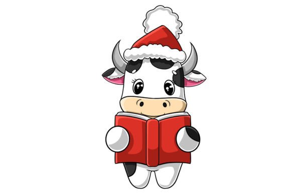 Christmas Cow Vector Illustration for Blog and Website Design