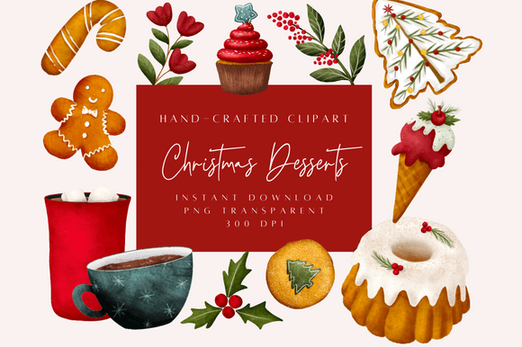 Christmas Dessert Clipart for Festive Crafting Projects