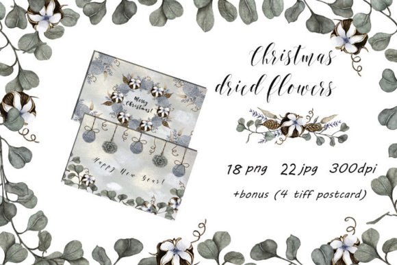 Christmas Dried Flowers Illustration for Branding and Packaging