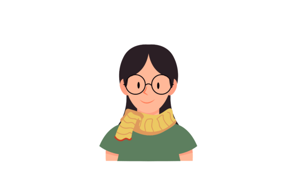 Christmas Flat People with Yellow Shawl Illustrations