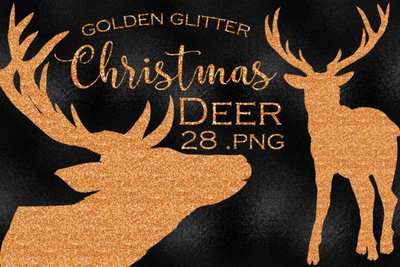 Christmas Gold Glitter Deer Graphics for Branding and Marketing