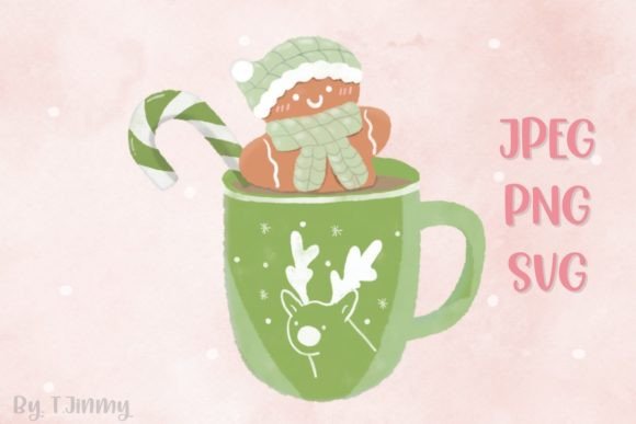 Christmas Green Mug Illustrations for Digital Product Creators
