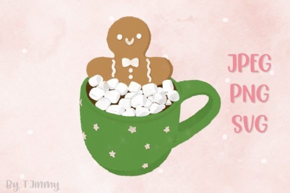 Christmas Green Mug with Marshmallow Illustration Review