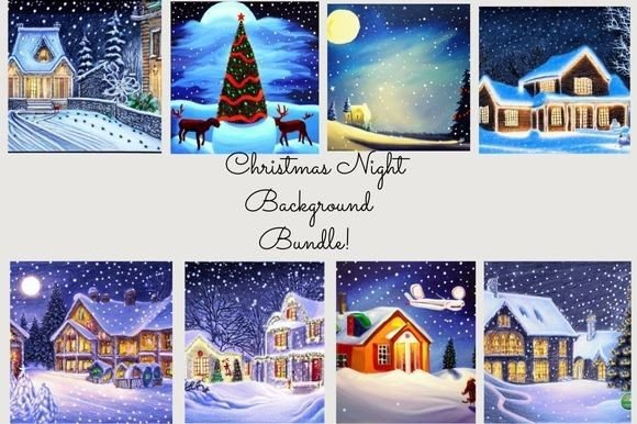 Christmas Night Background Bundle Graphi for Handmade Creations