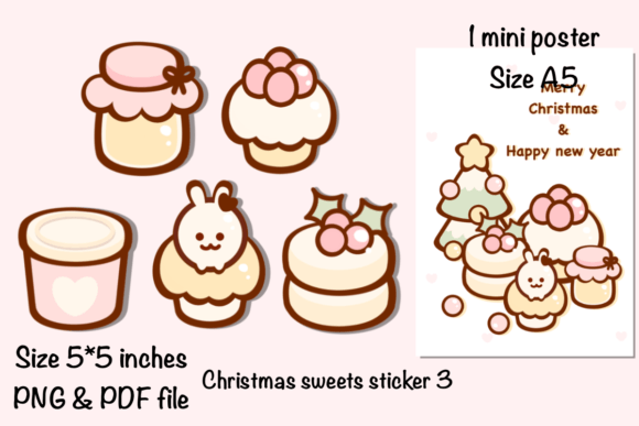 Christmas Sweets Sticker Mini Poster 3 - A Playful Illustration for Digital Sellers
