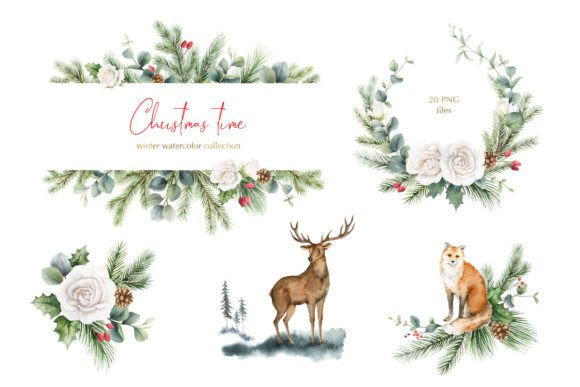 Christmas Time Watercolor Clipart for Branding and Marketing