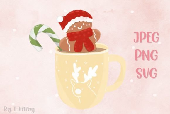 Christmas Yellow Mug Illustration for Crafting and Design