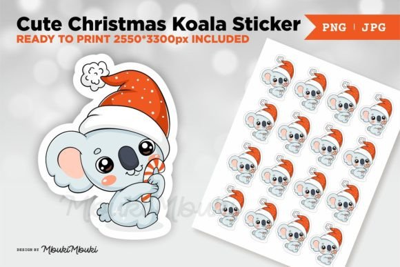 Cute Christmas Koala Sticker Illustration Review