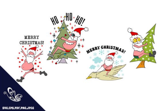 Funny Santa Christmas Illustration for Crafting