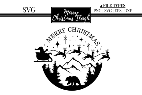 Merry Christmas Sleigh SVG Illustration Review