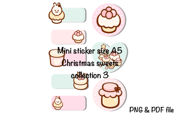 Mini Sticker Christmas Sweets 3 Illustrations for Handmade Creations