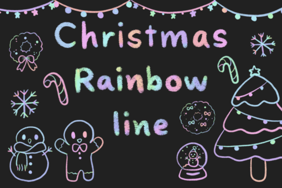 Rainbow Line Christmas Illustrations