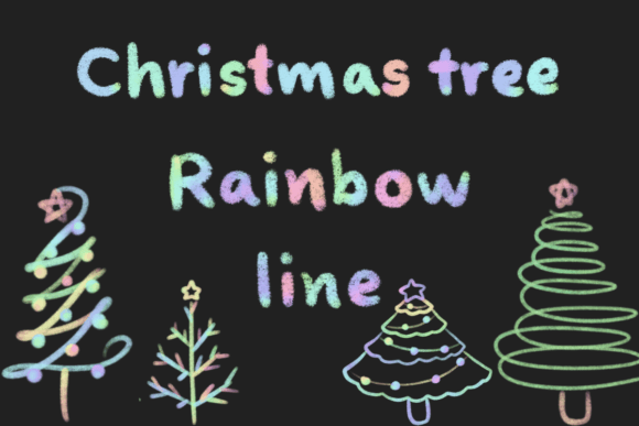 Rainbow Line Christmas Tree Illustration